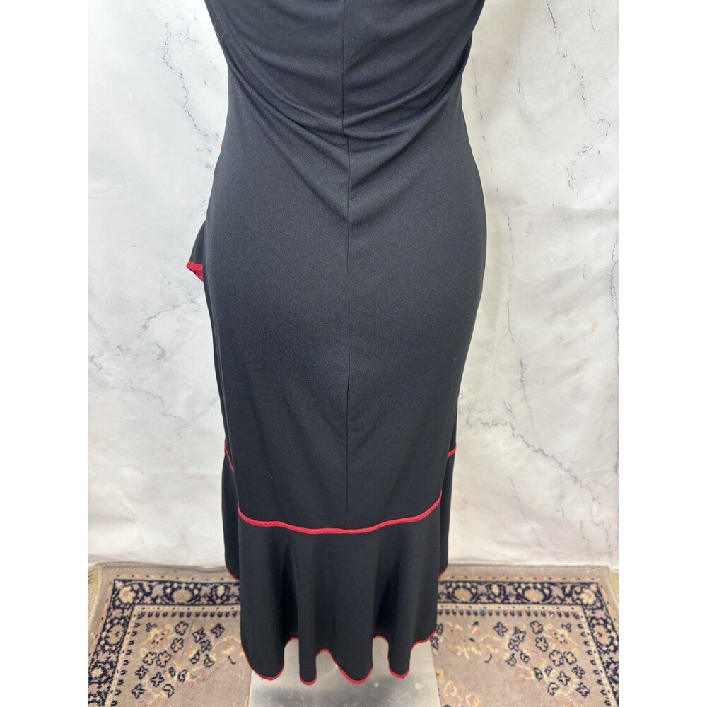 Vintage Y2k Asymmetrical Venus Dress S Halter Ruffled Tiered Hi Lo Black Bratz - Picture 6 of 16